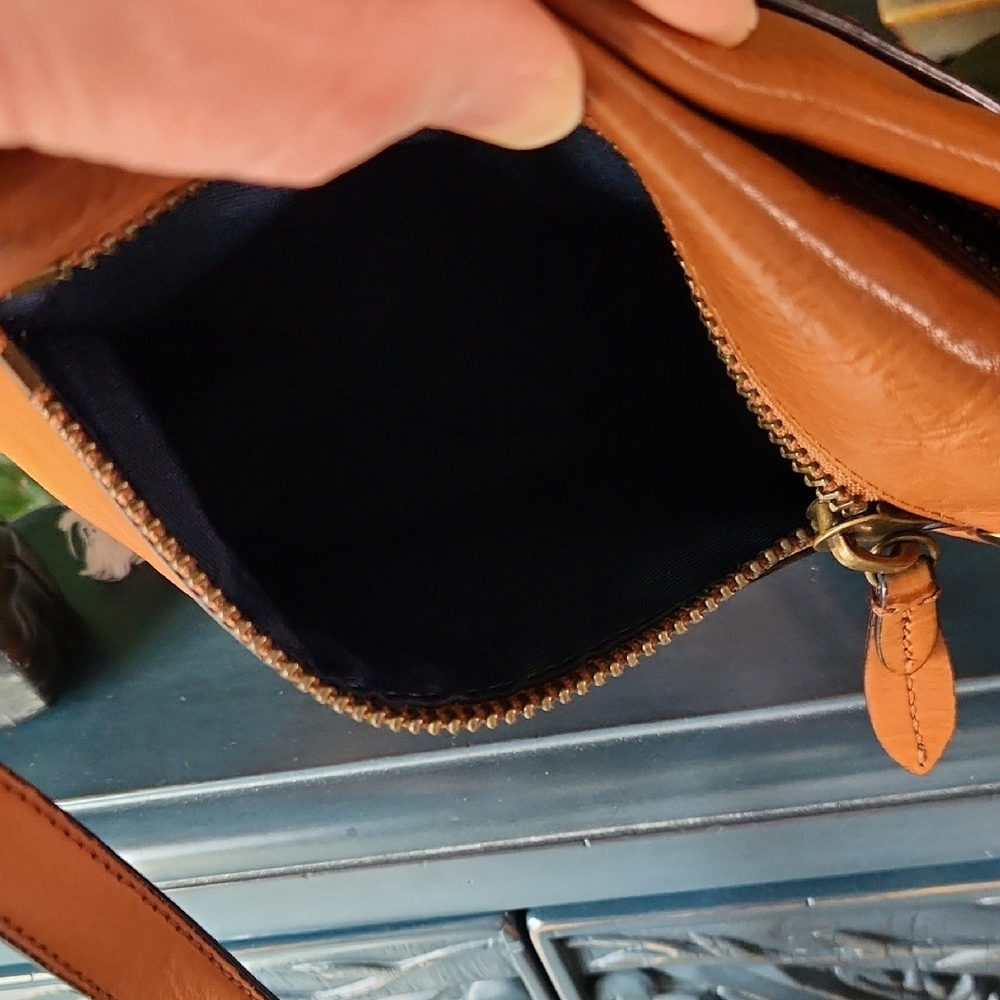 LOW START Cole Haan Saddle Crossbody Bag in Tan Brown with Tassel - Picture 13 of 15